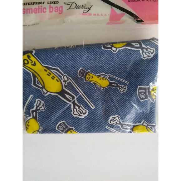 Mr Peanut Cosmetic Bag Blue Fabric Zipper Duray Planters Peanuts 1970s SEALED - Picture 7 of 10